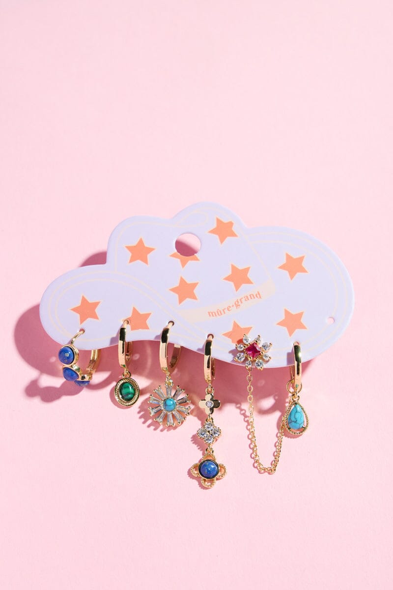 Geometric Colored Stones Earring Set Earrings mure + grand