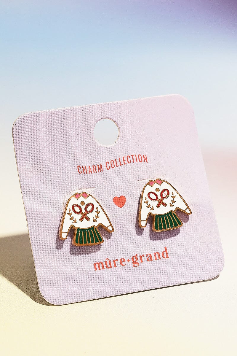 Hampton's Tennis Club Enamel Charm Stud Earrings Earrings mure + grand