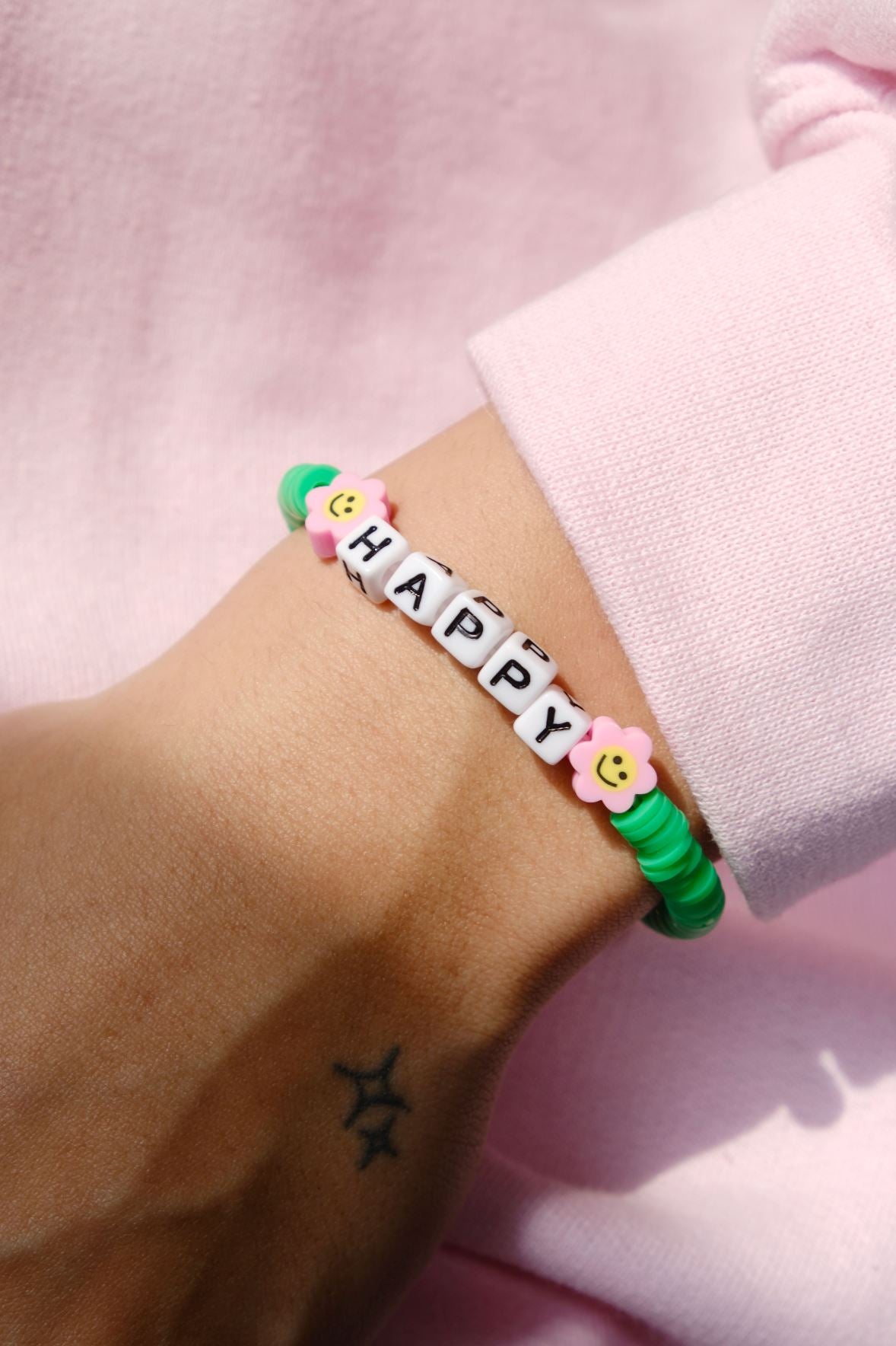 Happy Inspirational Beaded Bracelet Bracelet mure + grand