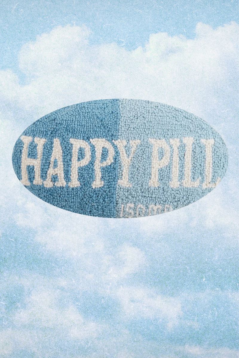 Happy Pill Blue Hook Pillow Pillow Peking Handicraft