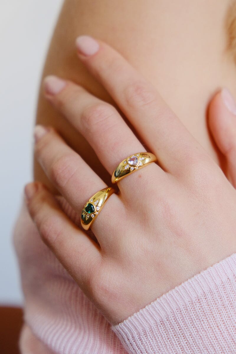 Heart on Fire Pavé Stelring Silver Ring Rings mure + grand