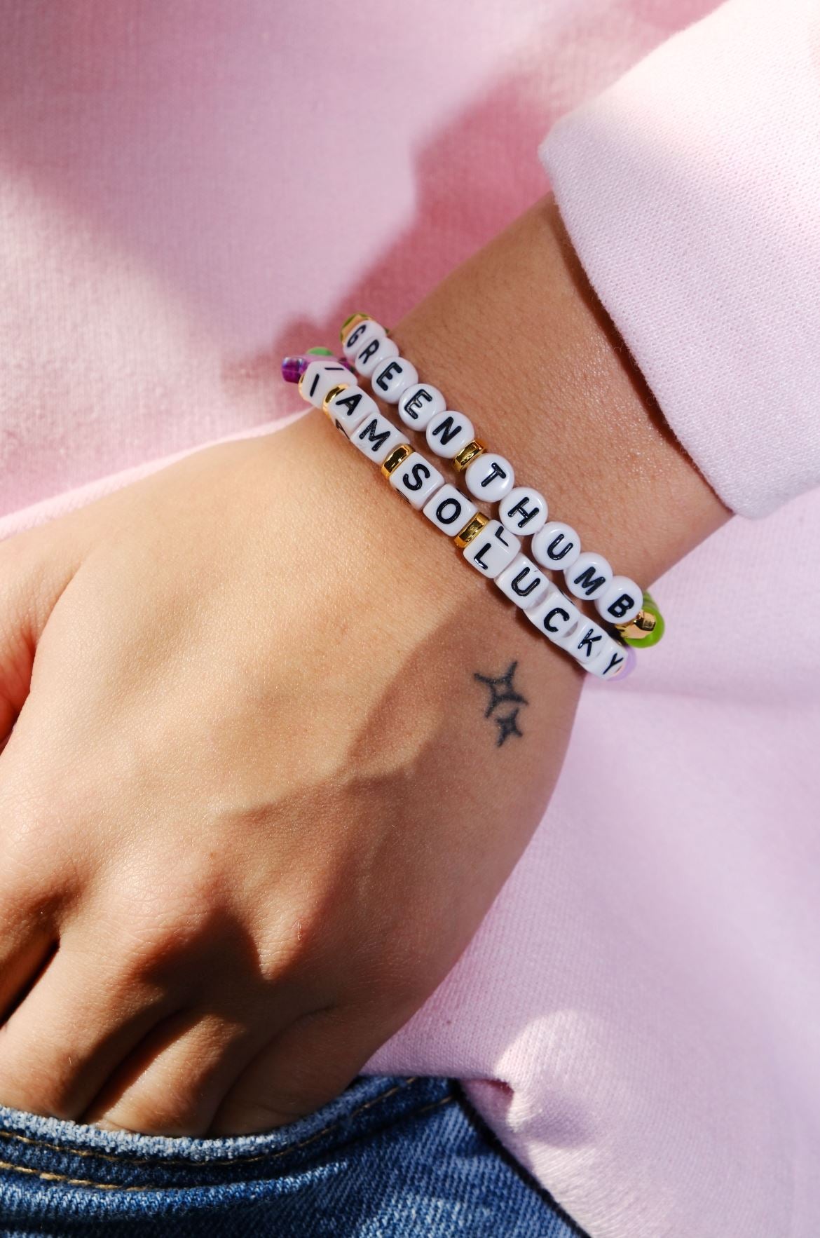 I'm So Lucky Inspirational Beaded Bracelet Bracelet mure + grand