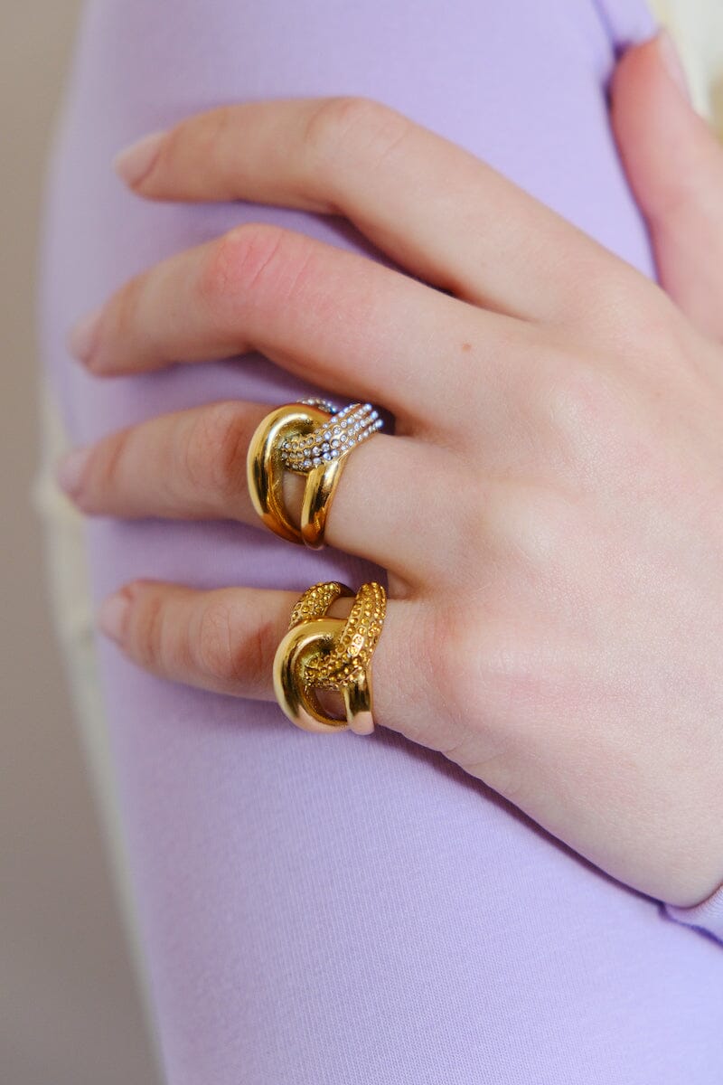 Intertwined Crystal Stacking Ring Rings mure + grand