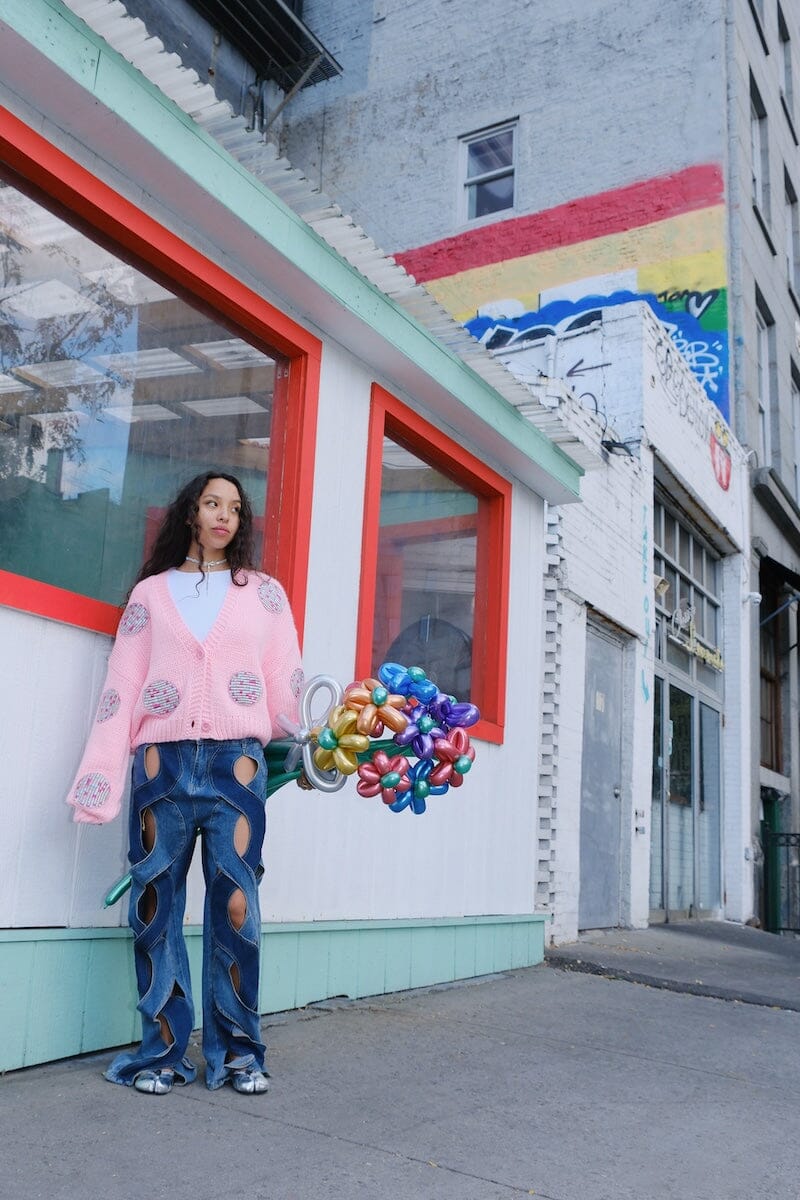 It's A Disco Life Puff Cardigan Sweater mure + grand