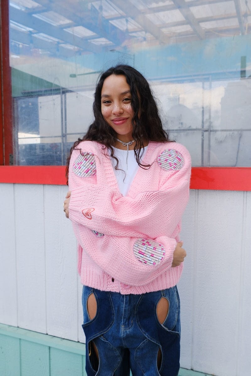 It's A Disco Life Puff Cardigan Sweater mure + grand