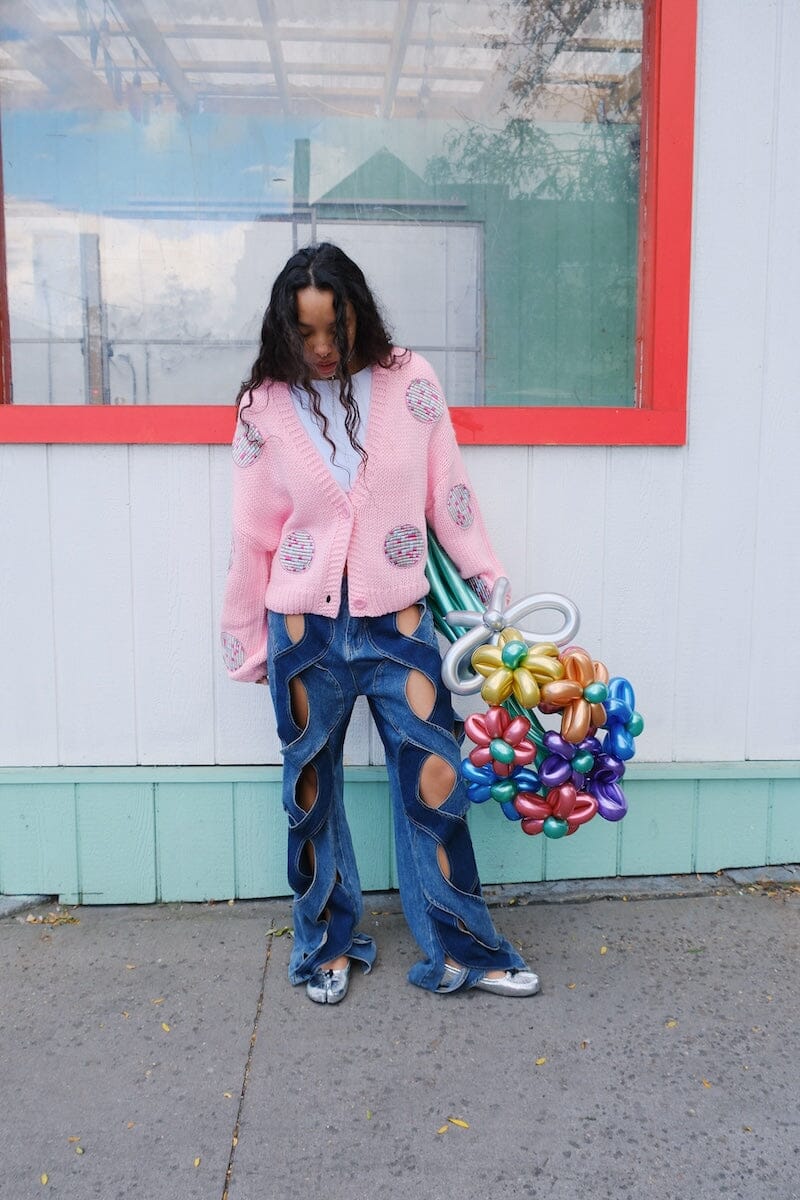 It's A Disco Life Puff Cardigan Sweater mure + grand