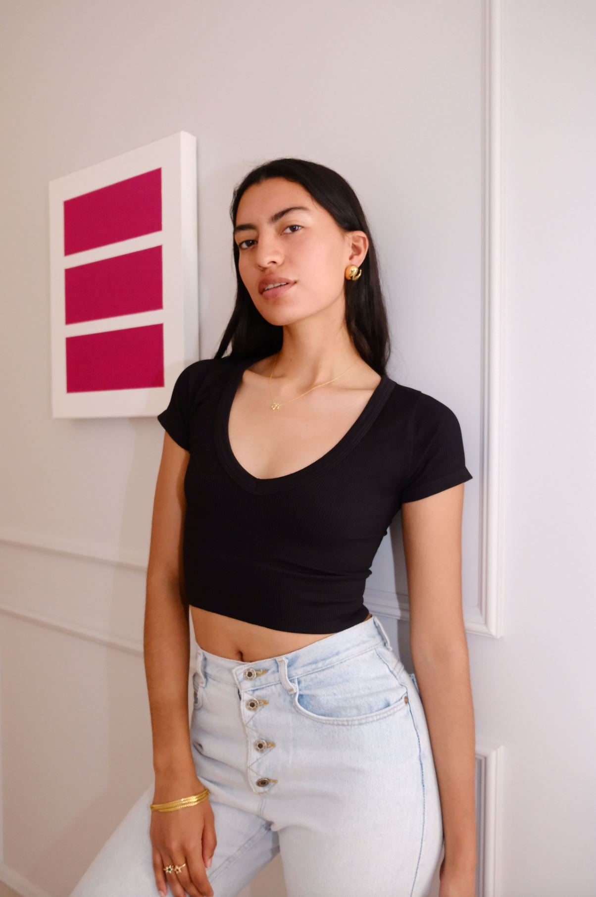 Jemma Seamless Cropped Tee Top mure + grand Black