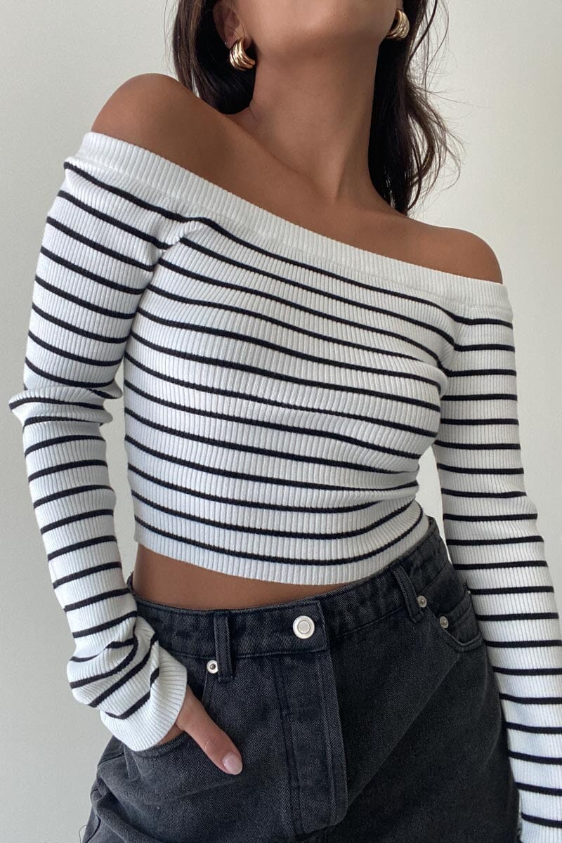 Lexie Striped Off the Shoulder Top Clothing Et Clet