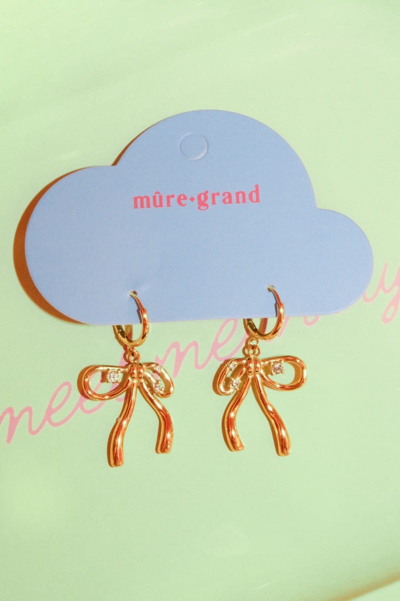 Lilou Bow Charm Dangle Earrings Earrings mure + grand
