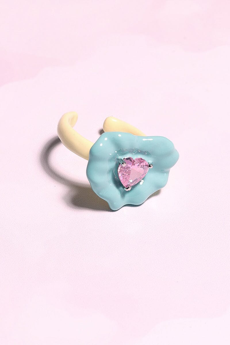 Lilypad Love Painted Crystal Stacking Ring Rings mure + grand 6