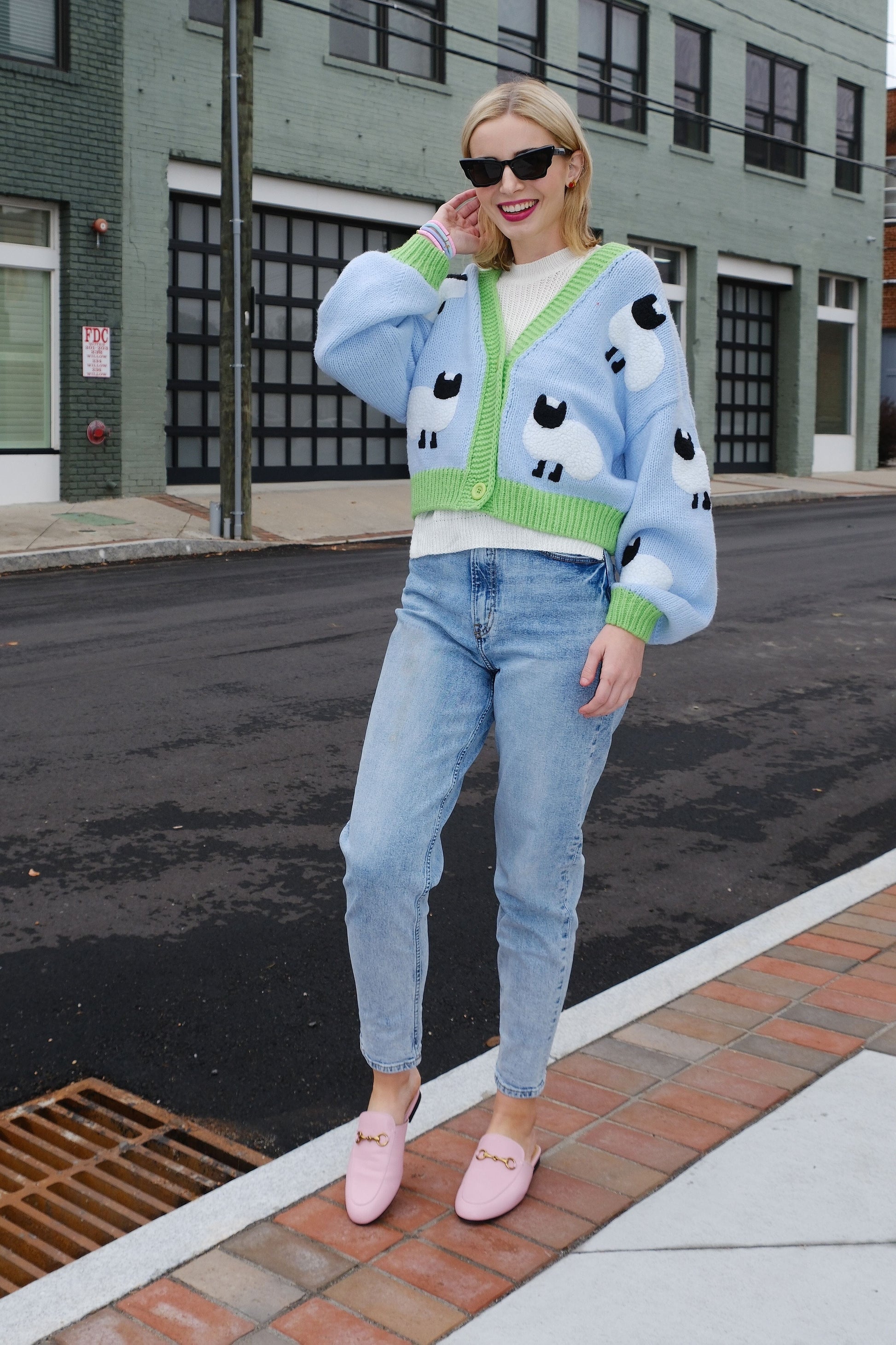 Little Lamb Puff Cardigan Sweater mure + grand