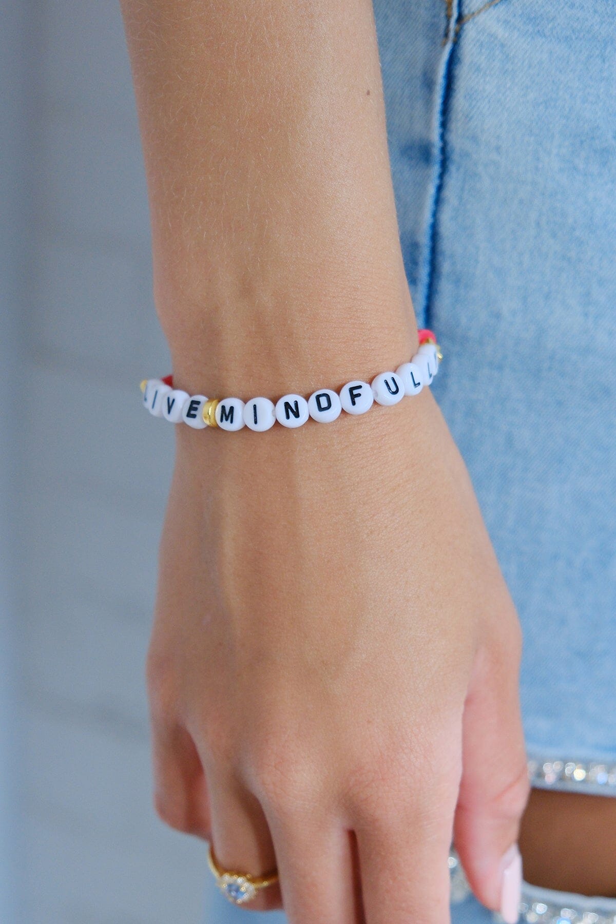 Live Mindfully Inspirational Beaded Bracelet Bracelet mure + grand