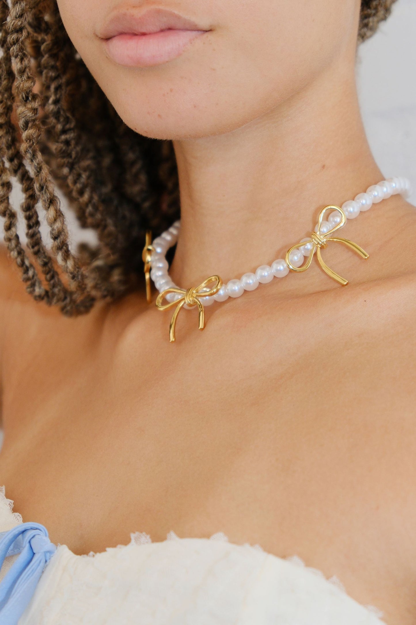 Louise Bow and Pearl Necklace Necklaces mure + grand
