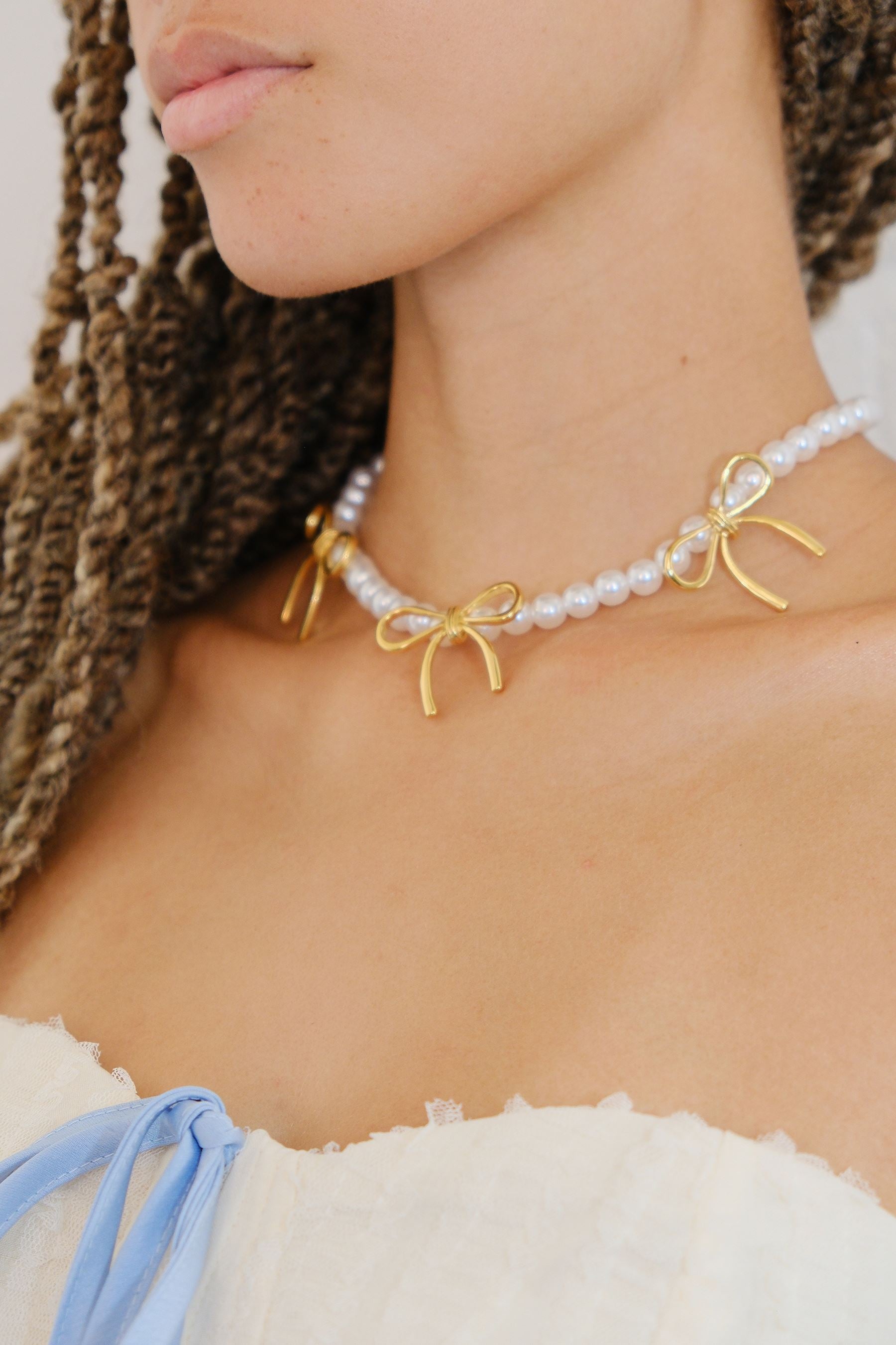 Louise Bow and Pearl Necklace Necklaces mure + grand