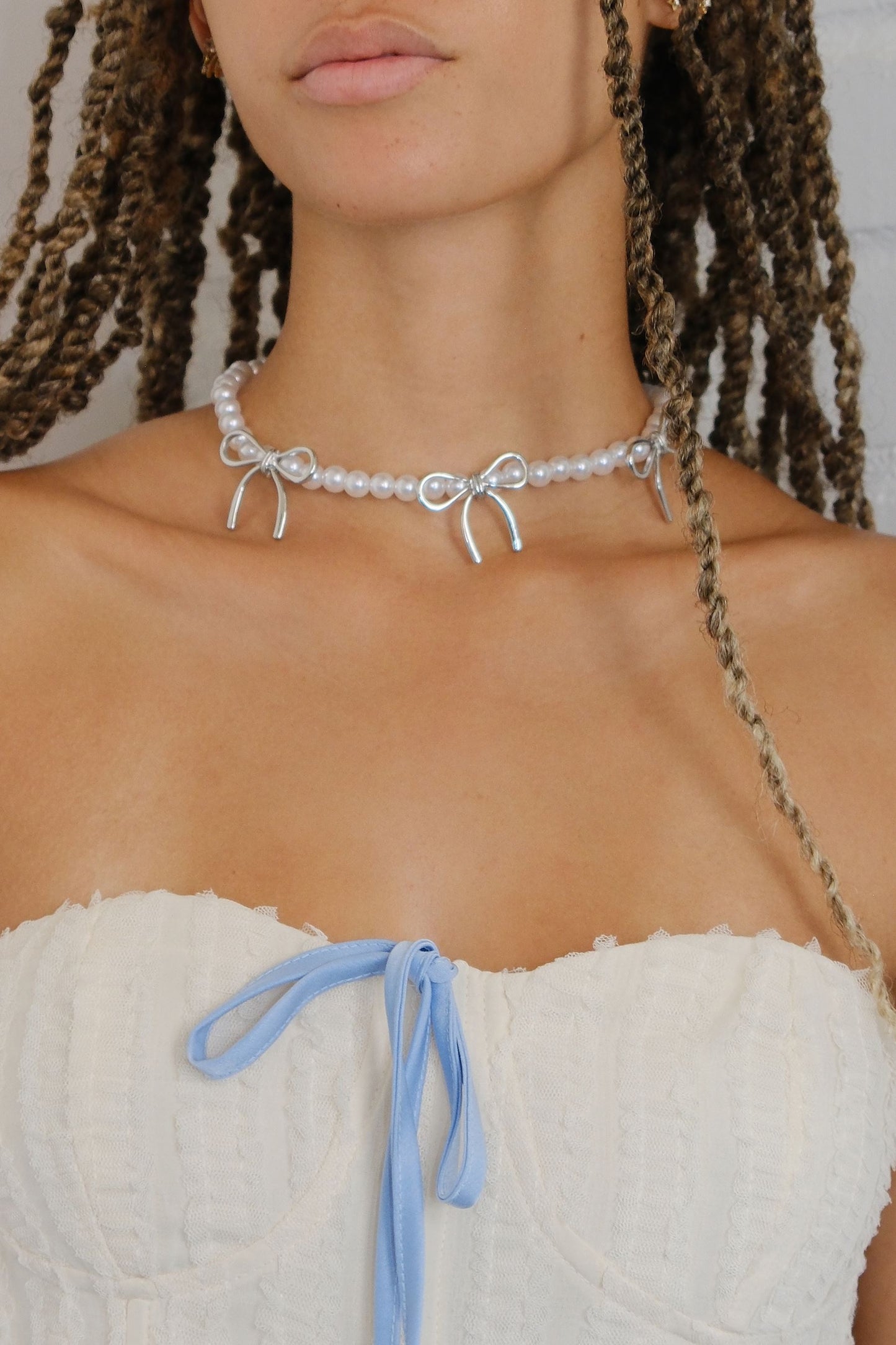 Louise Bow and Pearl Necklace Necklaces mure + grand