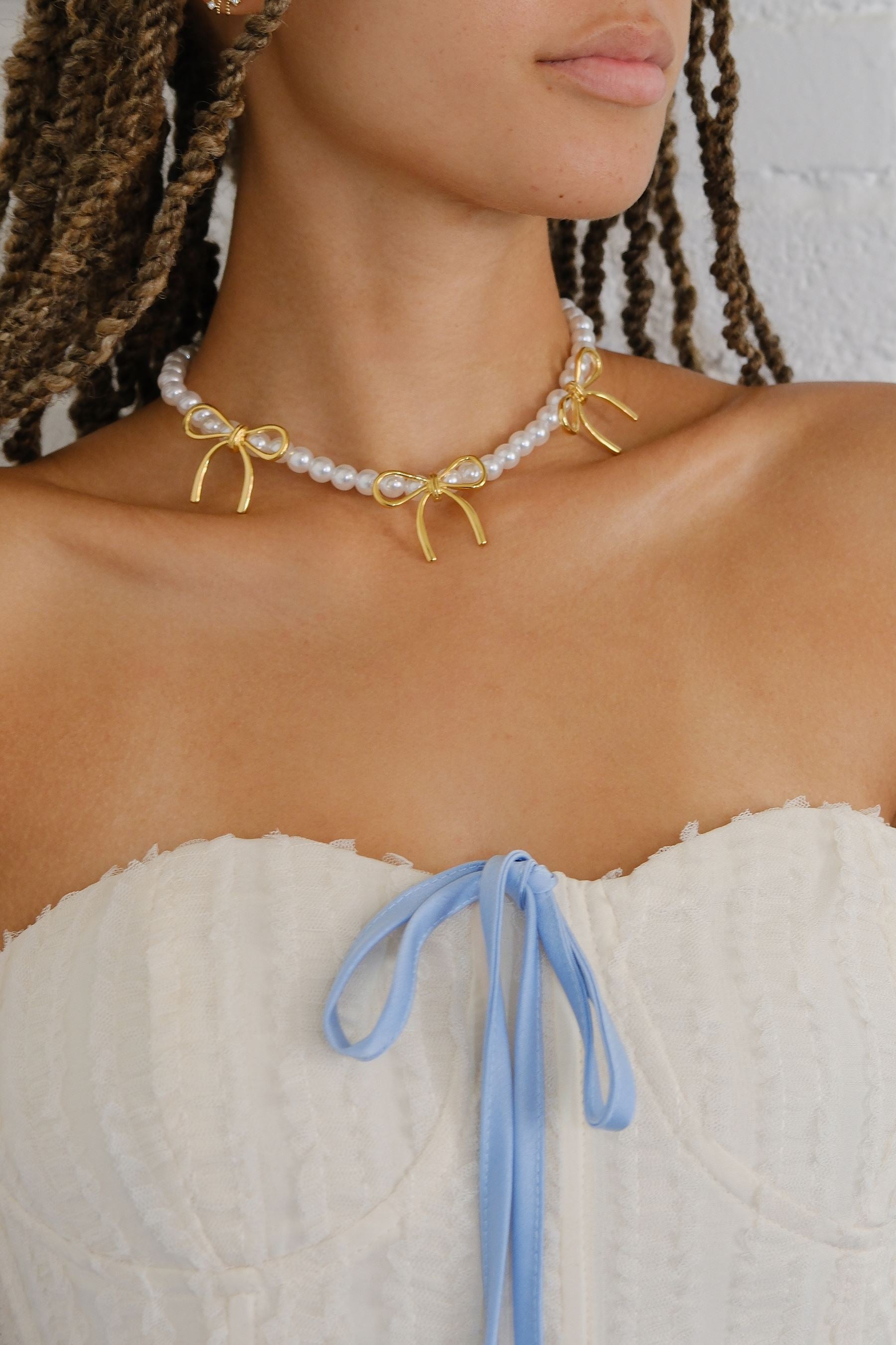 Louise Bow and Pearl Necklace Necklaces mure + grand
