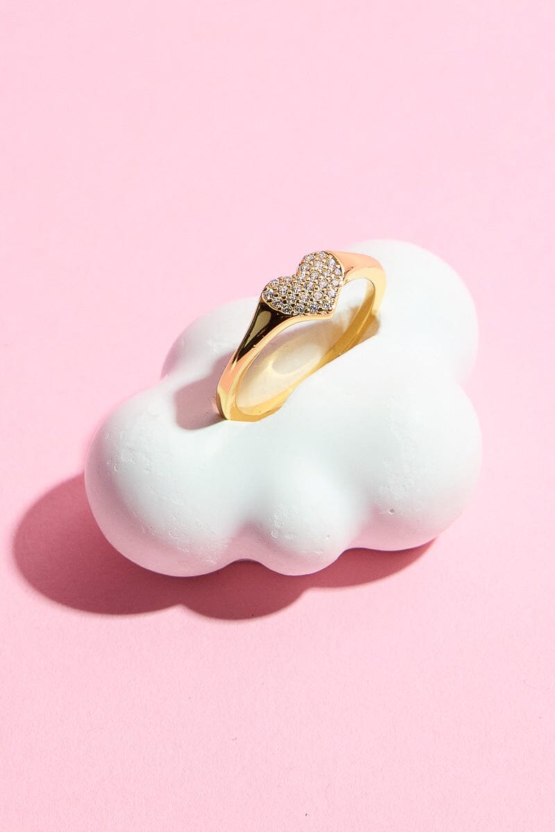 Love Heart Studded Sterling Silver Ring Rings mure + grand