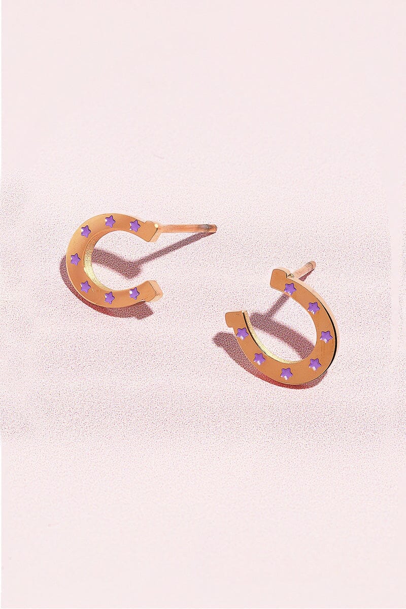 Lucky Horseshoe Enamel Charm Stud Earrings Earrings mure + grand