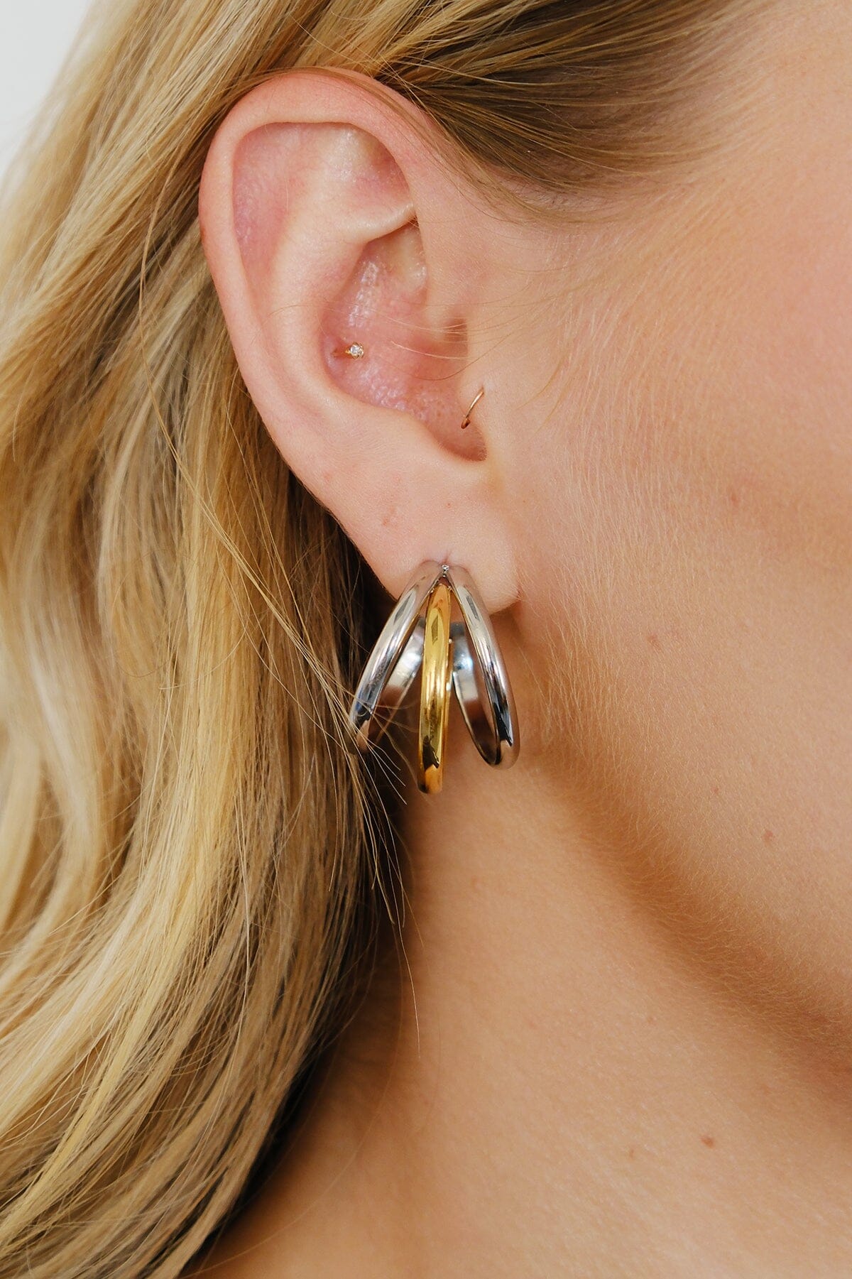 Luna Mixed Metal Hoop Earrings Earrings mure + grand