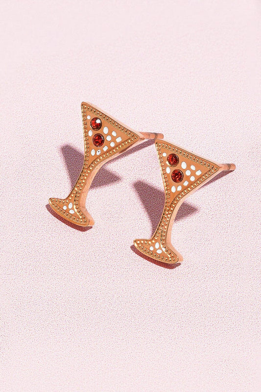 Martini Enamel Charm Stud Earrings Earrings Mure + Grand
