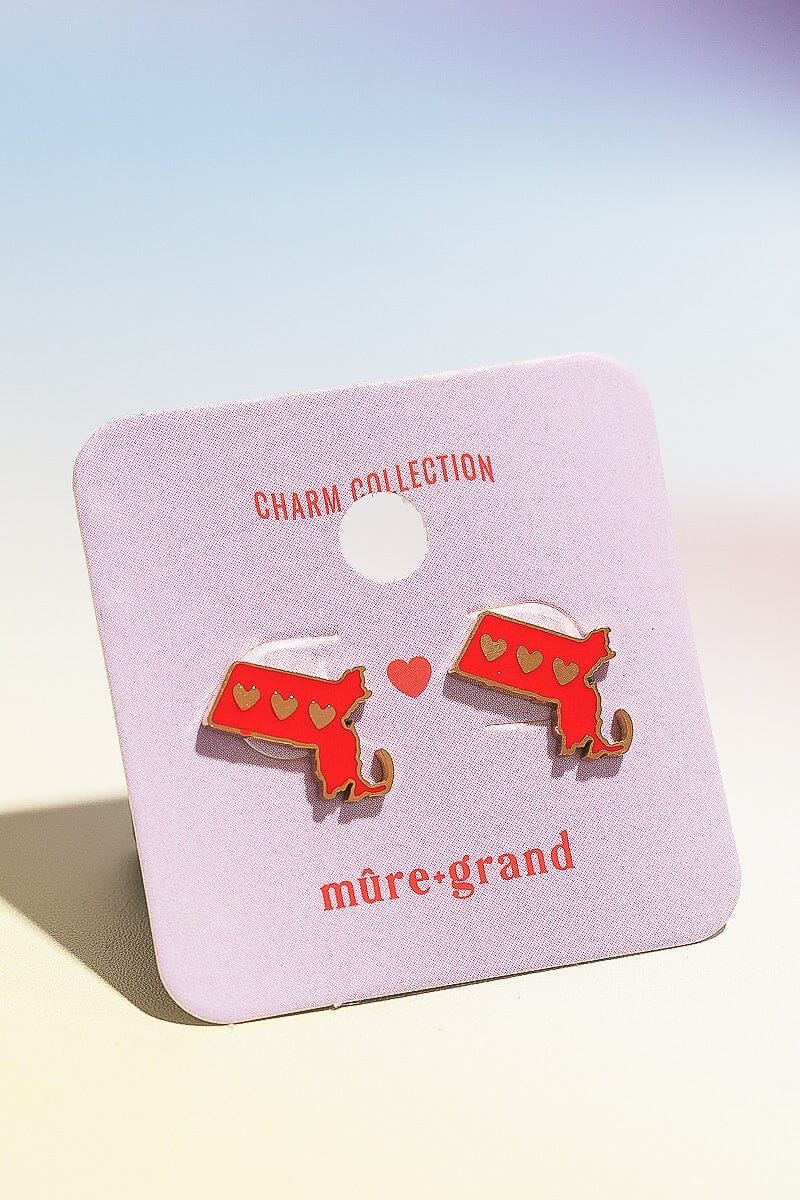 Massachusetts Love Enamel Charm Stud Earrings Earrings mure + grand