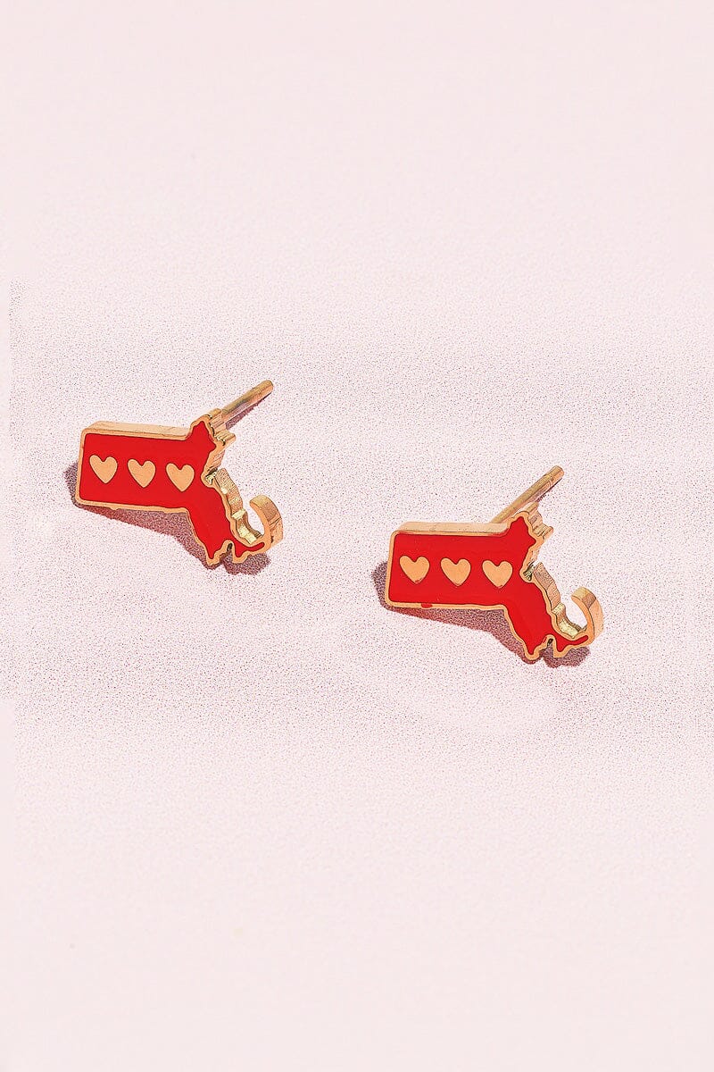 Massachusetts Love Enamel Charm Stud Earrings Earrings mure + grand Gold