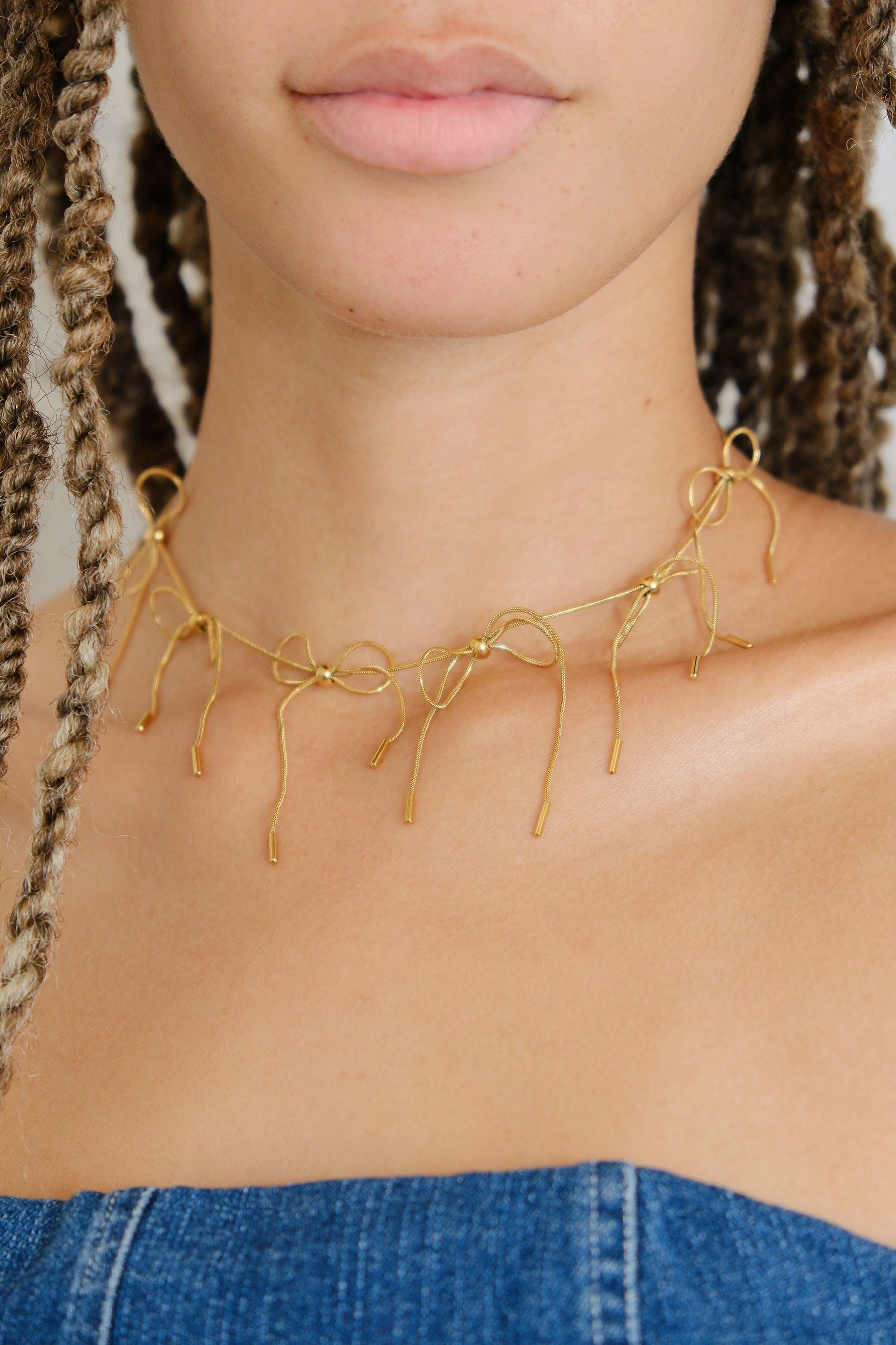 Maxine Bow Chain Necklace Necklaces mure + grand Gold