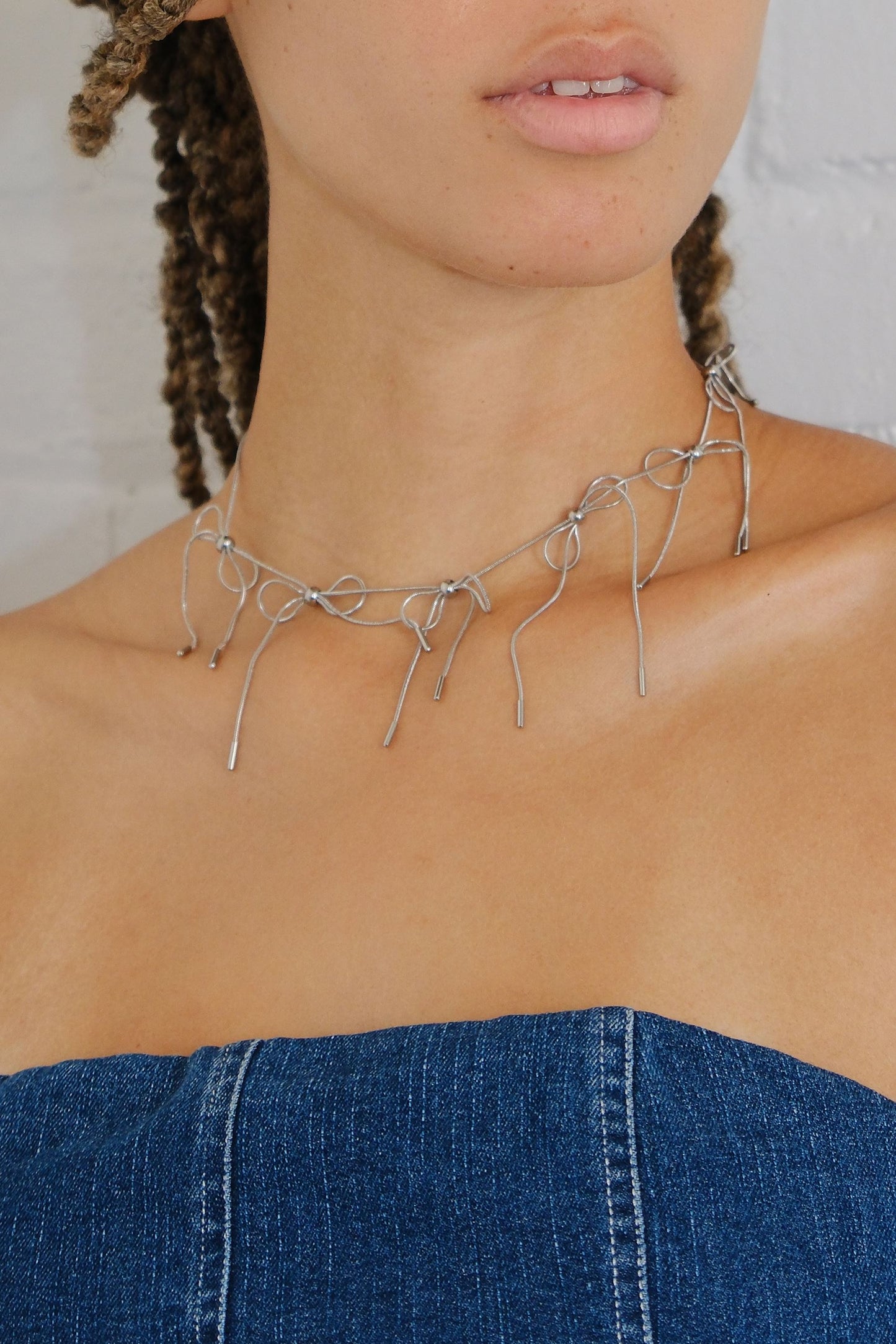 Maxine Bow Chain Necklace Necklaces mure + grand Silver