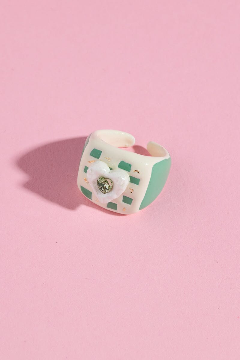 Minty Love Enamel Stacking Ring Rings mure + grand