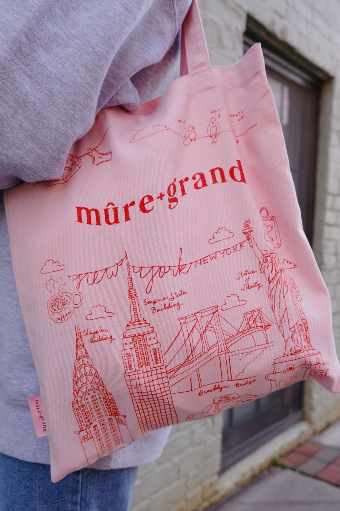 Mure + Grand Pink NY Illustration Tote Bag Canvas Tote Bag mure + grand