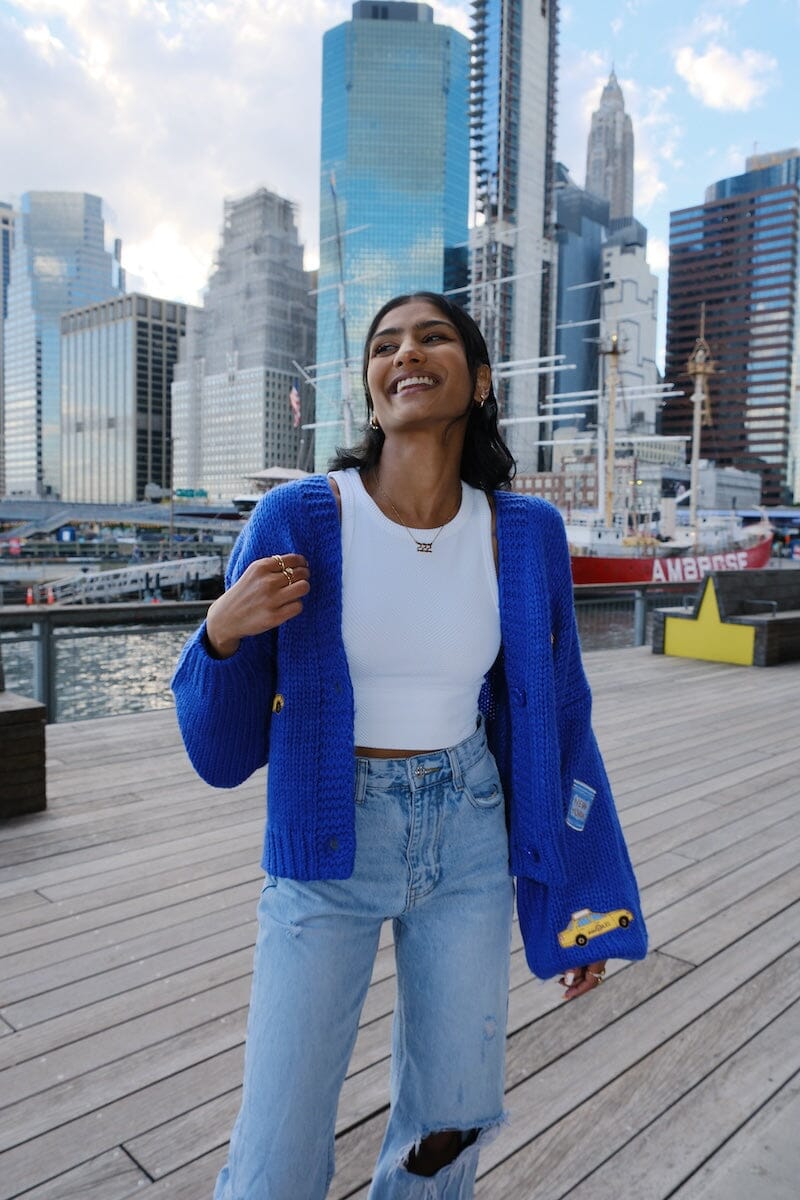 New York Puff Cardigan Sweater mure + grand