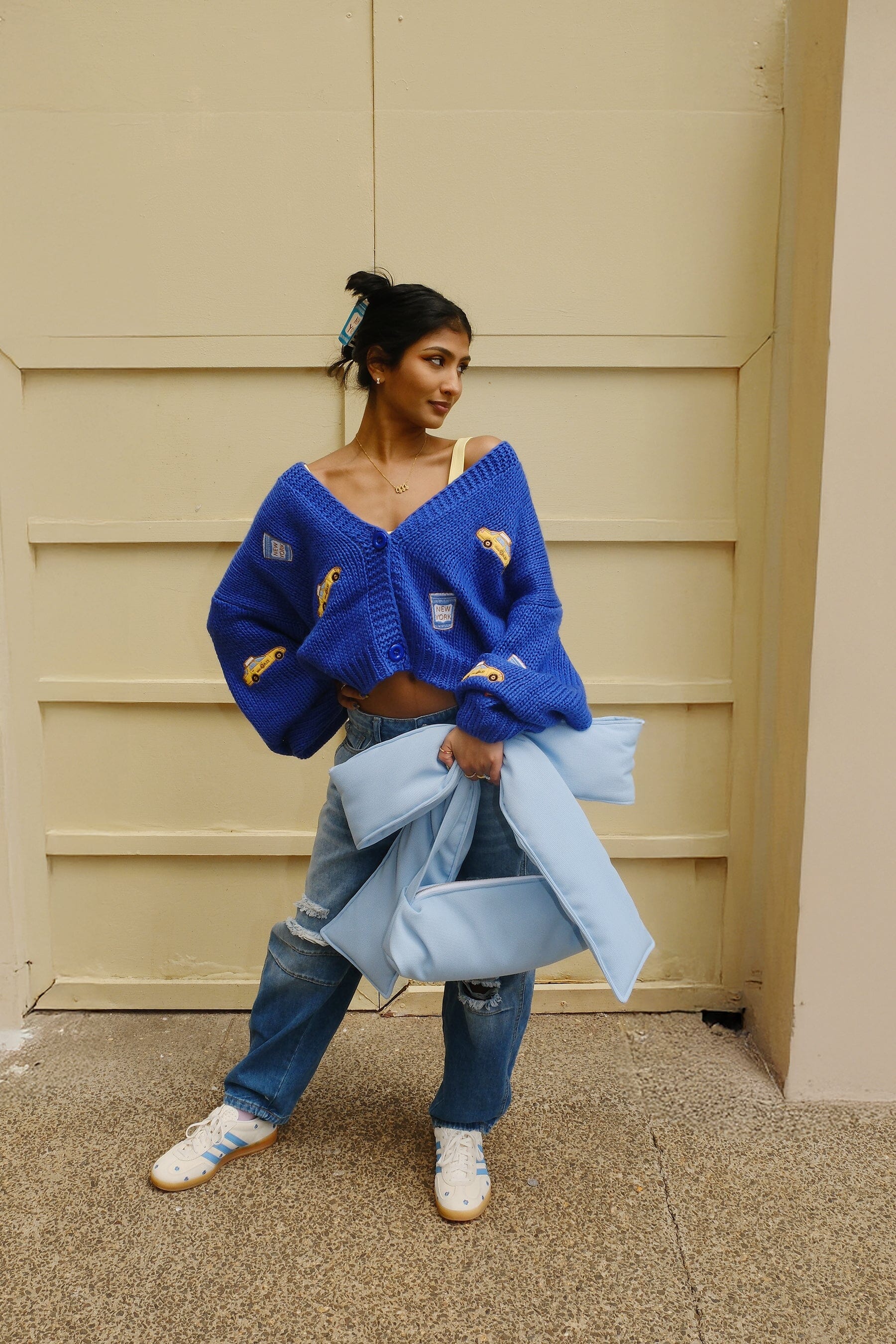 New York Puff Cardigan Sweater mure + grand