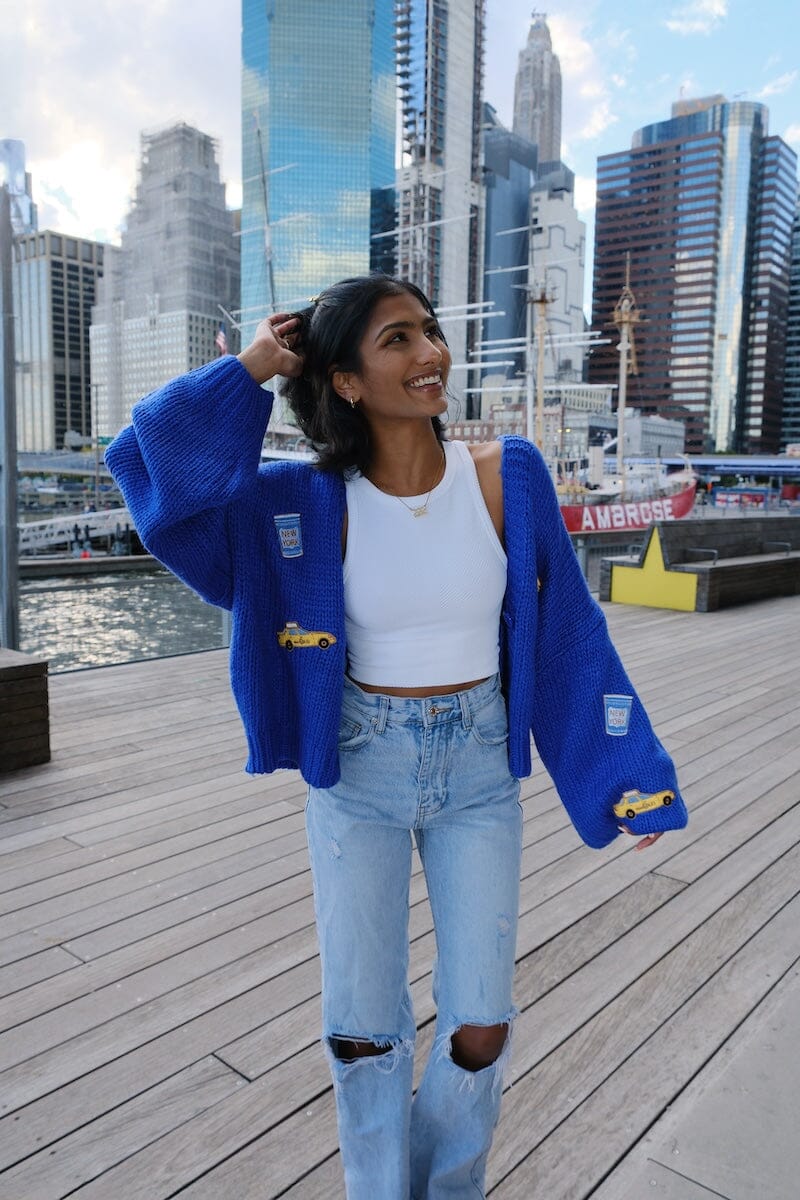 New York Puff Cardigan Sweater mure + grand