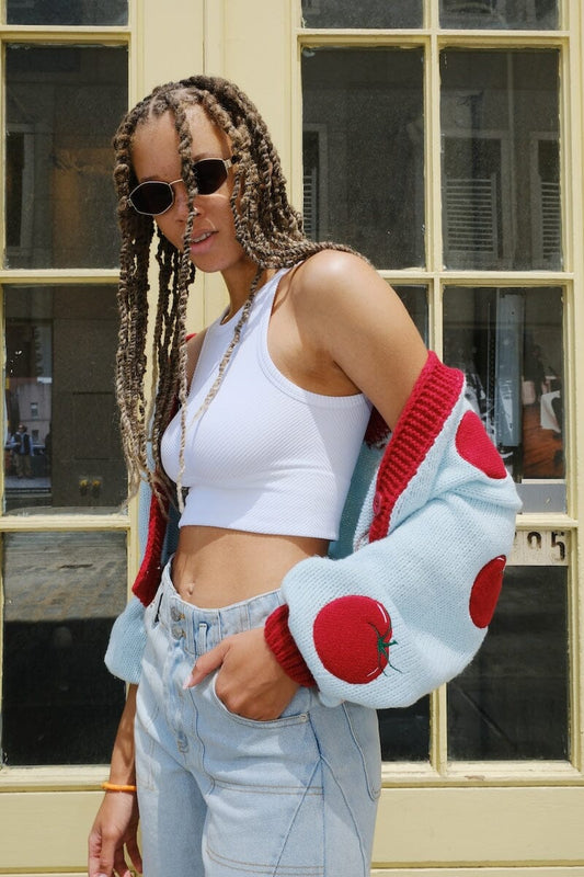 Nourish My Soul Puff Cardigan Sweater mure + grand