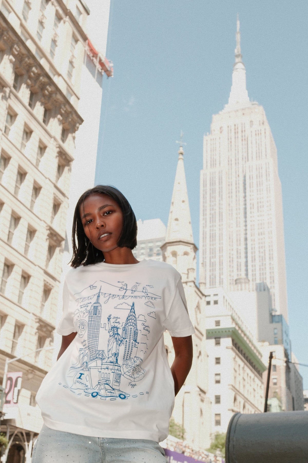 NY Illustration Blue Lines Graphic T-shirtMure + Grand