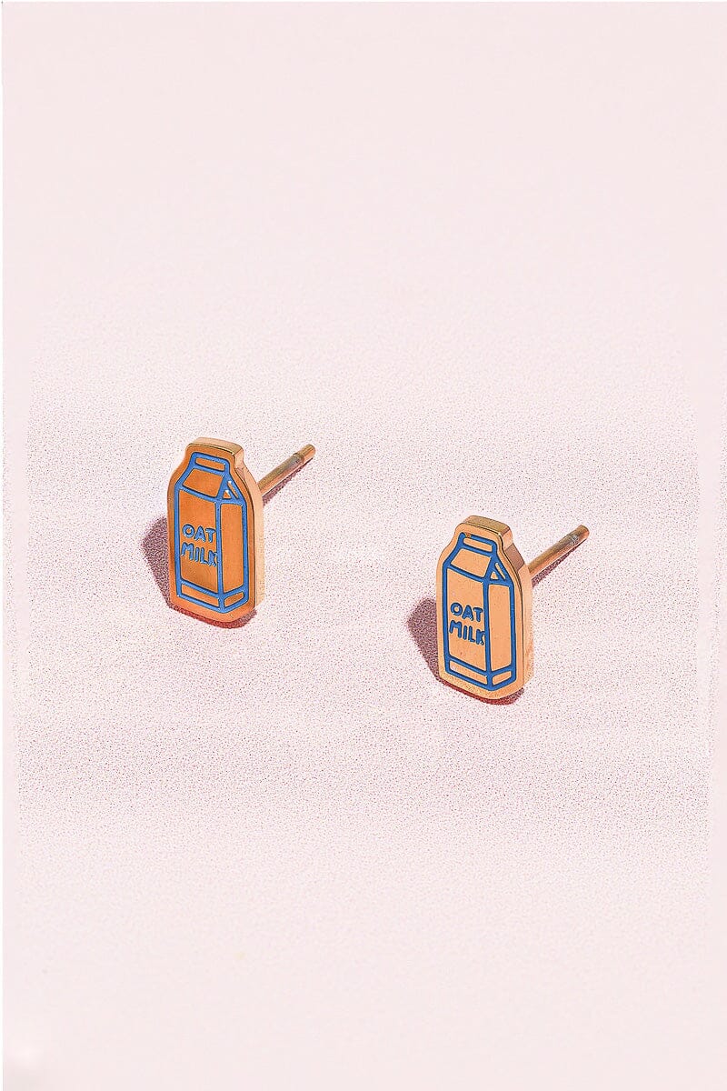 Oat Milk Enamel Charm Stud Earrings Earrings mure + grand