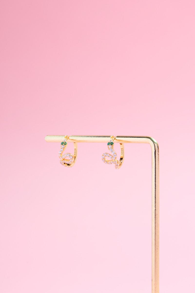 Pave Snake Sterling Silver Huggie Earring Earrings mure + grand