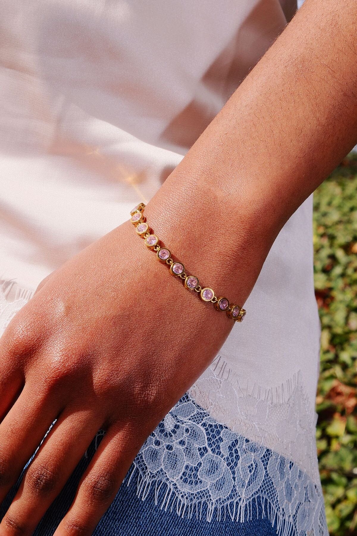 Pink Circle Link Bracelet Bracelet mure + grand