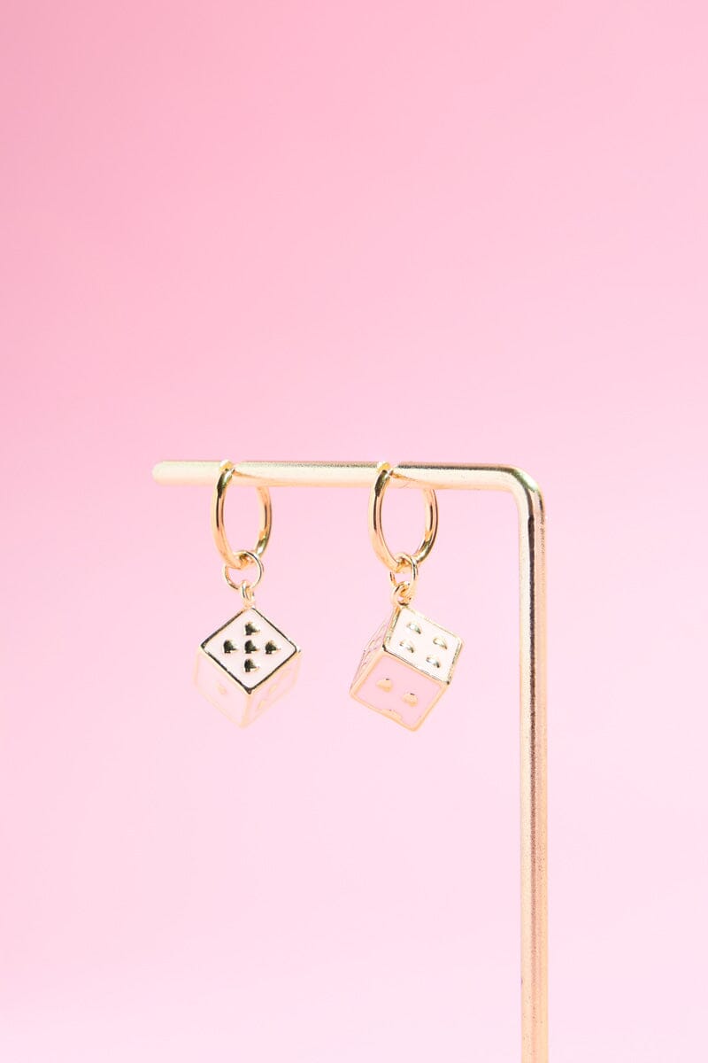 Pink Dice Charm Dangle Earrings Earrings mure + grand