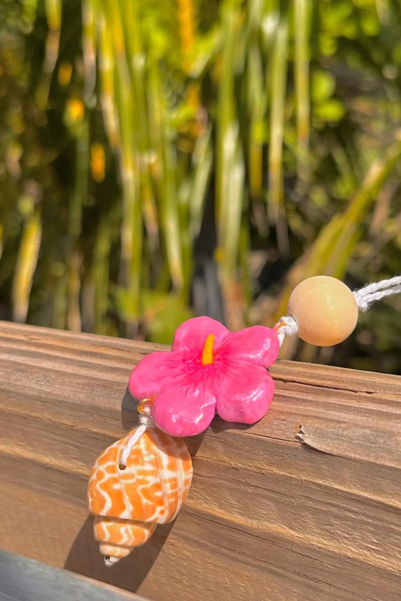 Pink Hibiscus Car Diffuser & Fragrance Car Freshener Cool Girl Candles Jamaican Me Crazy-Brown Shell