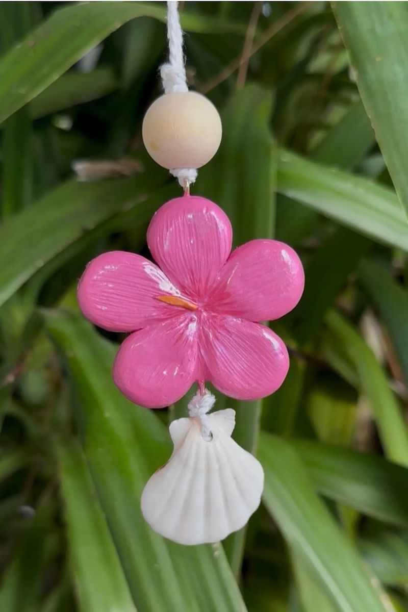 Pink Hibiscus Car Diffuser & Fragrance Car Freshener Cool Girl Candles Mahogany Coconut-White Shell