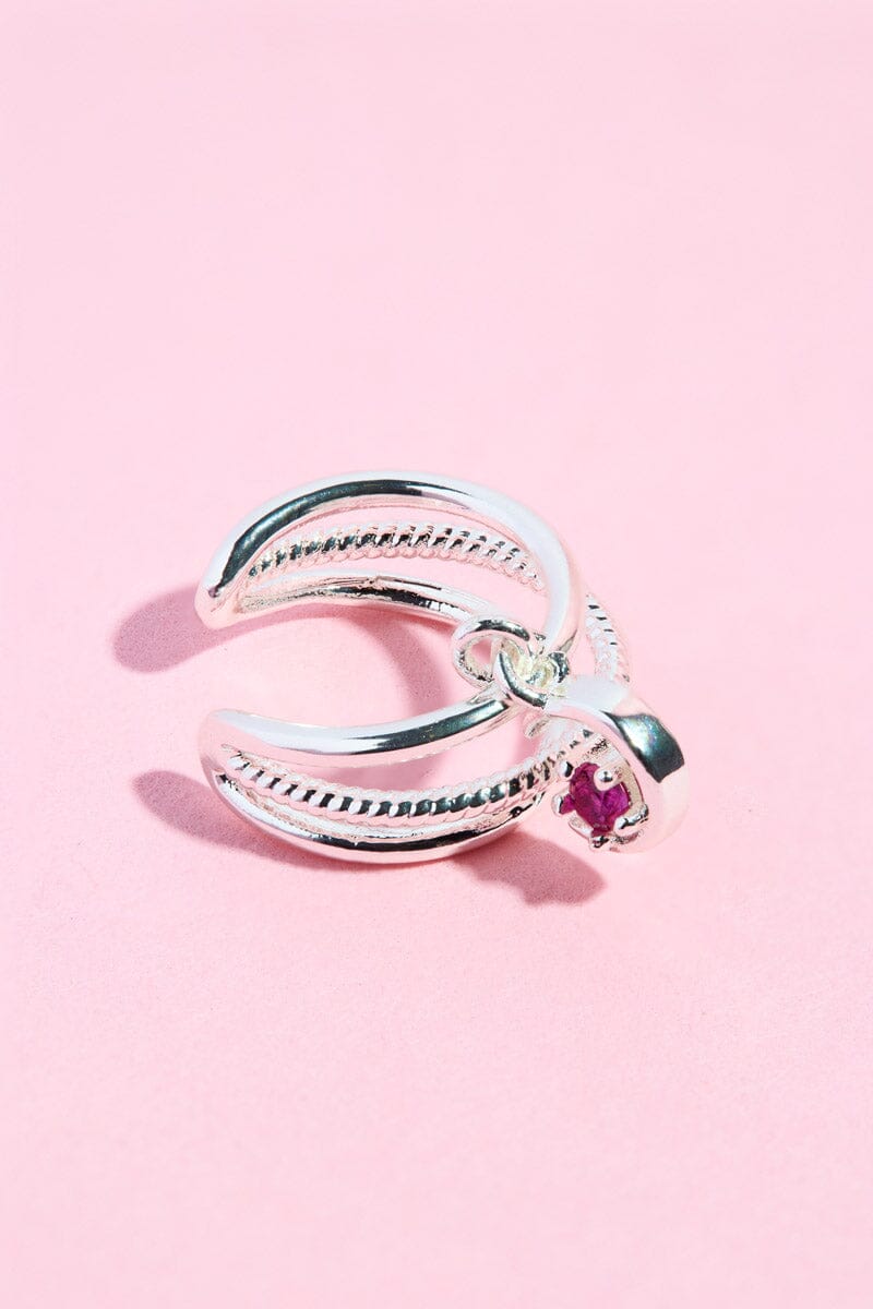 Pink Lover Ear Cuff Earring mure + grand Silver