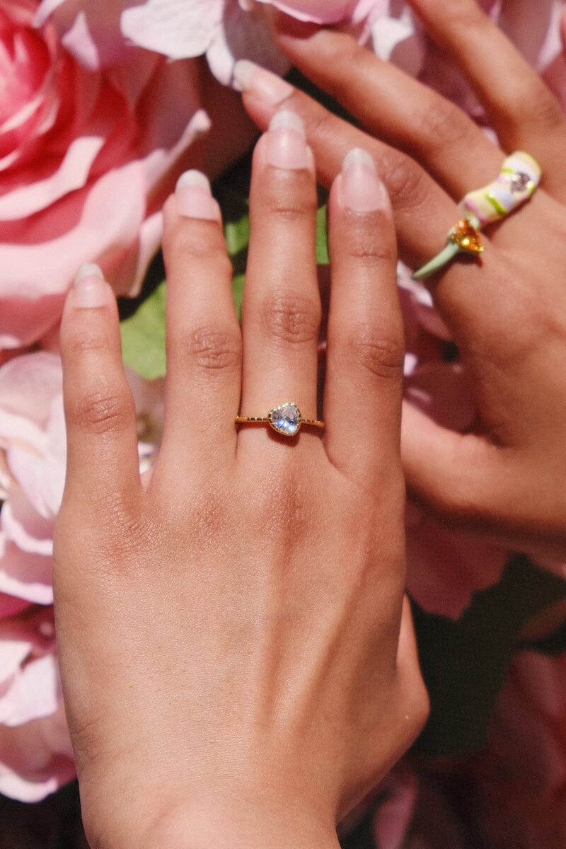 Piper Heart Stone Sterling Silver Ring Rings mure + grand