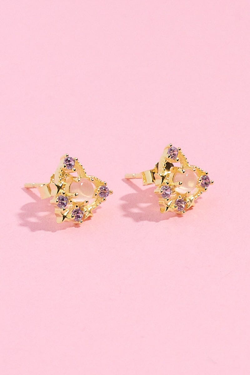 Princess Pink Heart Sterling Silver Stud Earring Earrings mure + grand