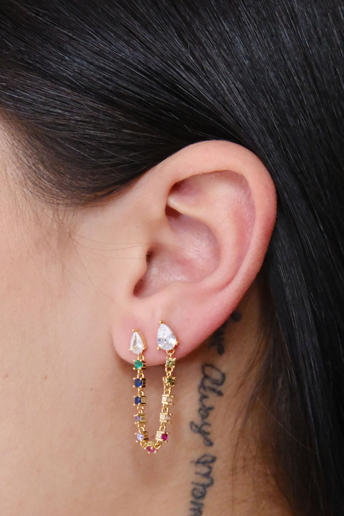 Rainbow Sterling Silver Chain Link Earring Earrings mure + grand