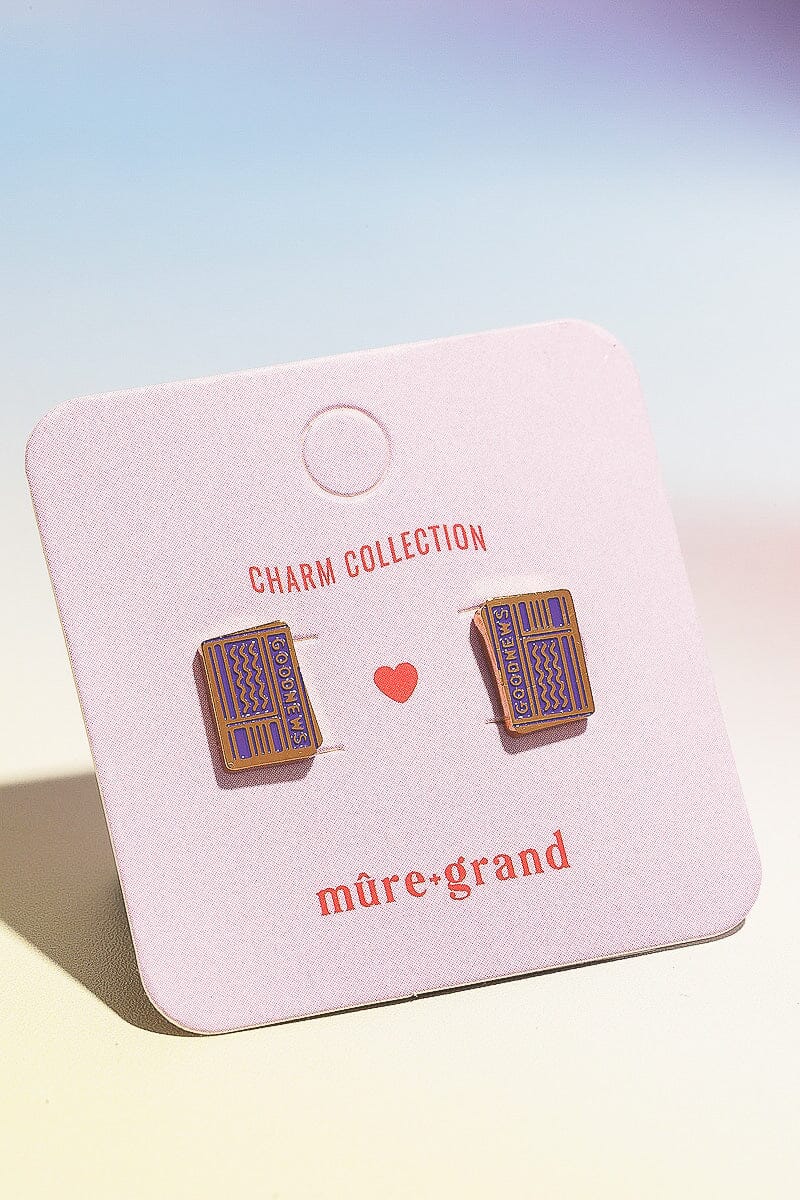 Read All About It Enamel Charm Stud Earrings Earrings mure + grand