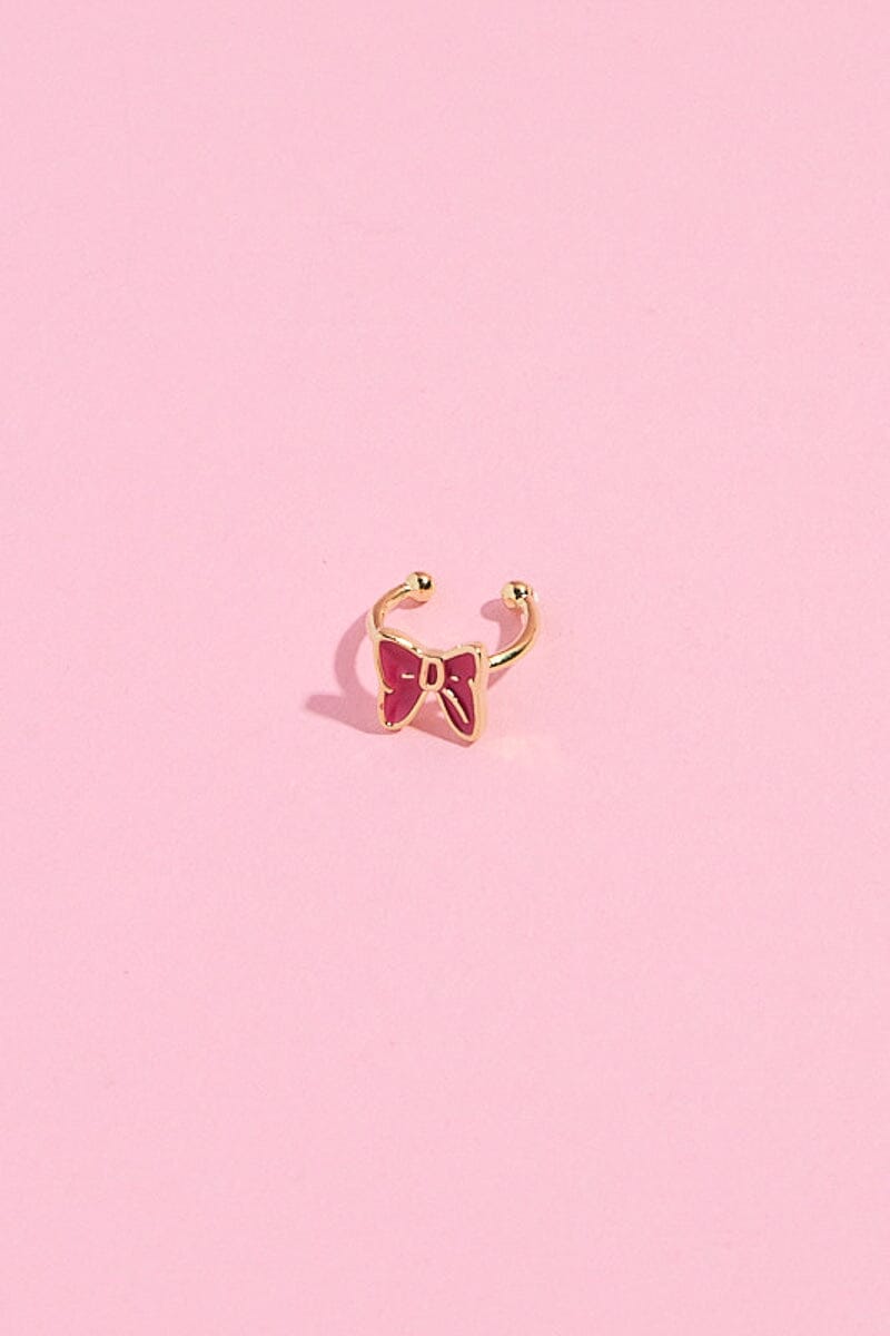 Red Bow Ear Cuff Earring mure + grand Gold