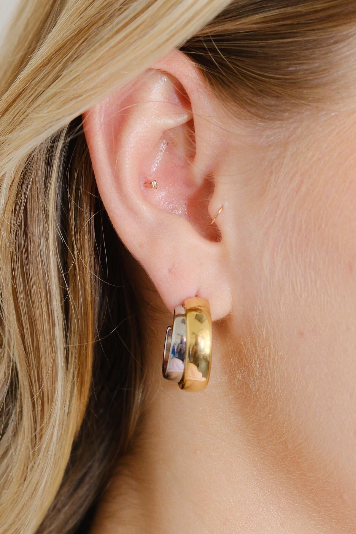 Ruby Mixed Metal Hoop Earrings Earrings mure + grand