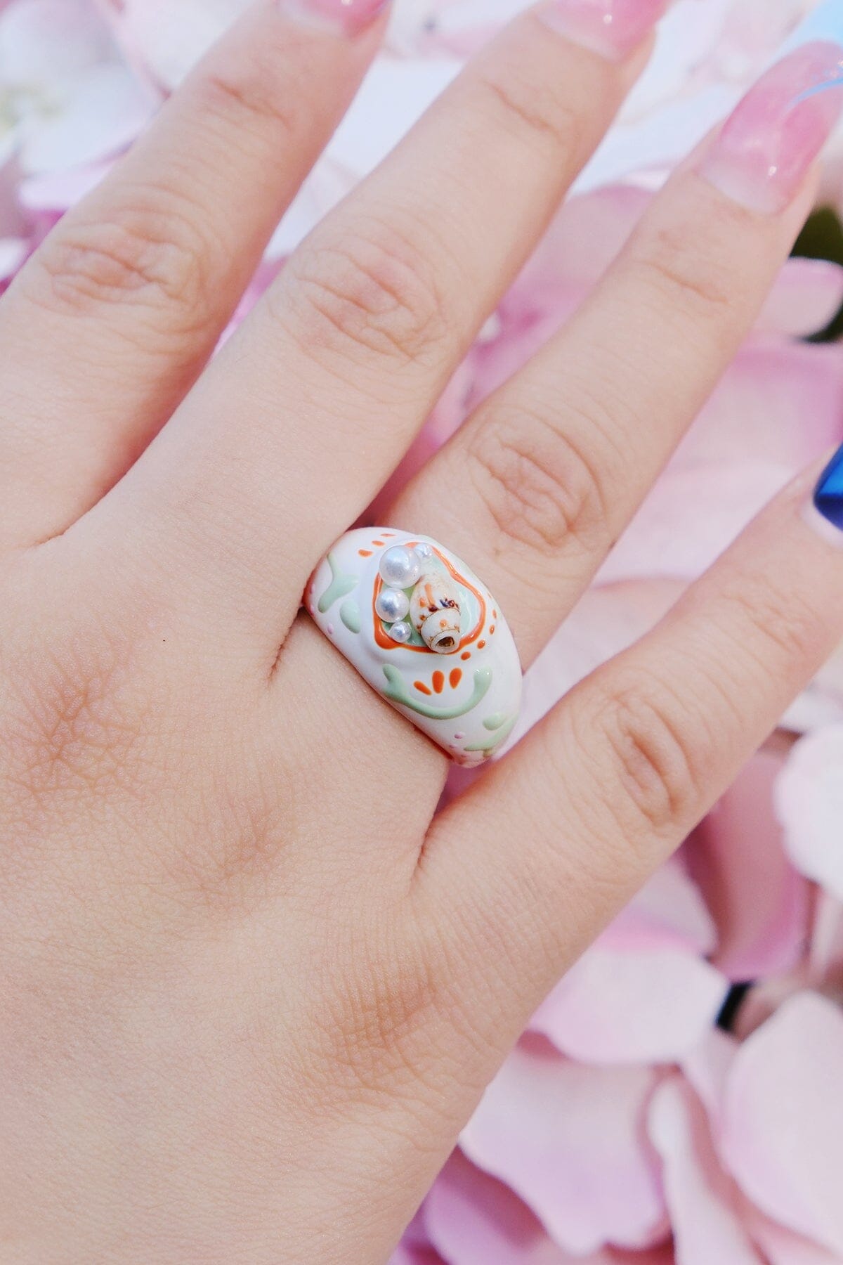 Sea Shell Painted Stacking Ring Rings mure + grand