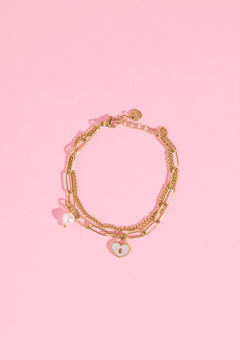 Seashells Pearl and Love Heart Charm Chain Bracelet Bracelet mure + grand